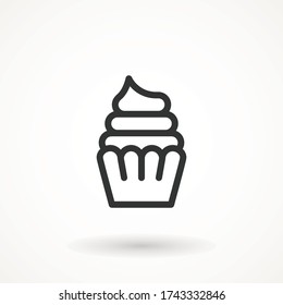 vanilla cream cupcake muffin icon illustration confectionery bakery pastry line icon sign logo on isolated background Sweet food symbol