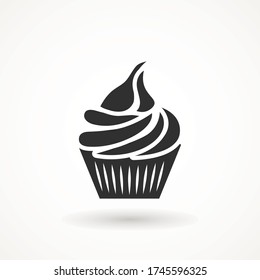 vanilla cream cupcake muffin icon illustration confectionery bakery pastry icon sign logo on isolated background Sweet food symbol
