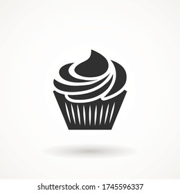 vanilla cream cupcake muffin icon illustration confectionery bakery pastry icon sign logo on isolated background Sweet food symbol