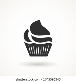 vanilla cream cupcake muffin icon illustration confectionery bakery pastry icon sign logo on isolated background Sweet food symbol