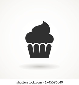 vanilla cream cupcake muffin icon illustration confectionery bakery pastry icon sign logo on isolated background Sweet food symbol