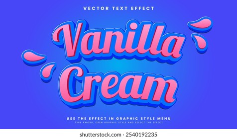 Plantilla de efecto de texto editable de crema de vainilla Adecuado para Productos de comida dulce