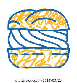 vanilla cream puff food snack doodle icon sketch vector. vanilla cream puff food snack sign. isolated symbol illustration