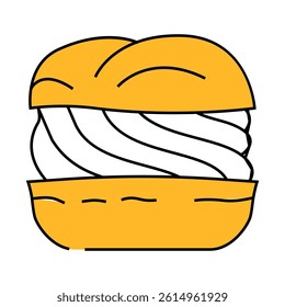 vanilla cream puff food snack line icon vector. vanilla cream puff food snack sign. isolated symbol illustration