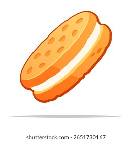 Ilustración aislada de Vector de galletas de sándwich de crema de vainilla