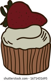 Pastel de vainilla, ilustración, vector sobre fondo blanco.