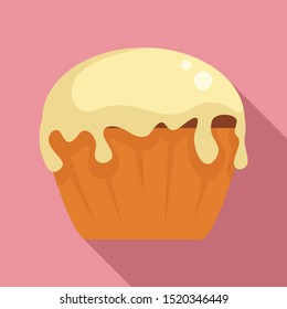 Vanilla cupcake icon. Flat illustration of vanilla cupcake vector icon for web design