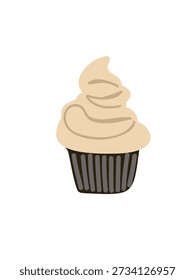 vanilla cupcake isolated dessert vector art