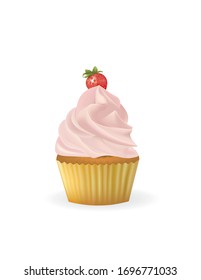 Vainilla de bizcocho con fresa vectorial
