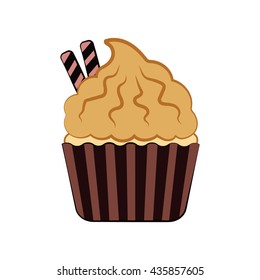 VANILLA CUPCAKE WITH WAFER STICK