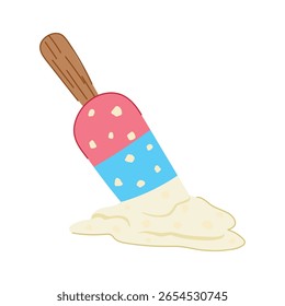 vanilla fallen ice cream cartoon. chocolate strawberry, treat sweet, drip mess vanilla fallen ice cream sign. isolated symbol vector illustration