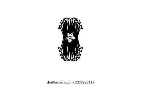 Vanilla flower with dried vanilla sticks