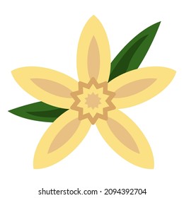 vanilla flower flat clipart vector illustration