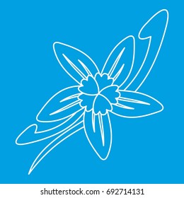 Vanilla flower icon blue outline style isolated vector illustration. Thin line sign