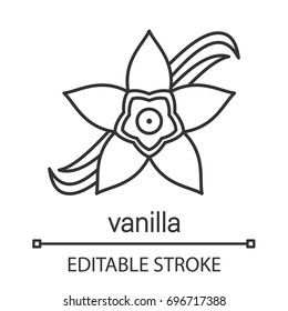 Vanilla Flower Linear Icon. Thin Line Illustration. Contour Symbol. Vector Isolated Outline Drawing. Editable Stroke