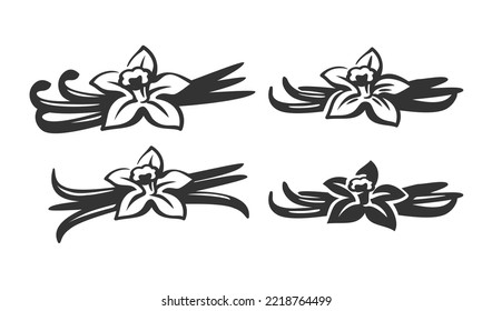 Vanilla with flower logo. Spicy herb beans.