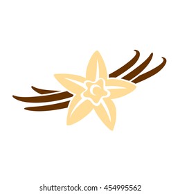 Vanilla Flower With Pods Color Silhouette Illustration