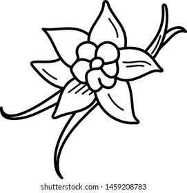 Vanilla flower and pods icon in outline style. Coloring template for modification and customizing  according to a specific task.