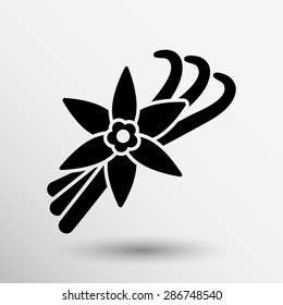 Vanilla Flower And Vanilla Pods Vector Logo.