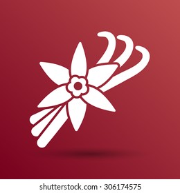 Vanilla flower and vanilla pods Vector Logo.