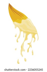 Vanilla flower. Realistic vector isolated design element. Nature spice. Yellow blossom with drops