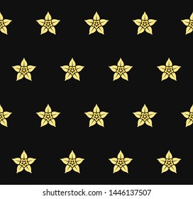 Vanilla Flower Seamless Pattern on Dark Background. Vector