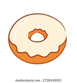 Donut vitrificado de baunilha em ilustração plana para tema de sobremesa de padaria. Perfeito para menus, marcas de café, embalagens, adesivos e ilustrações de alimentos.