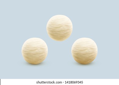 Vanilla ice cream ball, realistic vector.