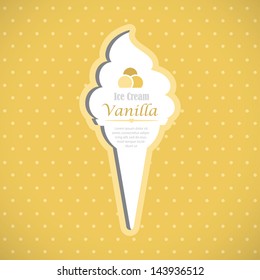 Vanilla ice cream card - vector illustration