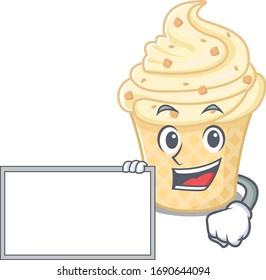 Vanilla ice cream cartoon character design style with board