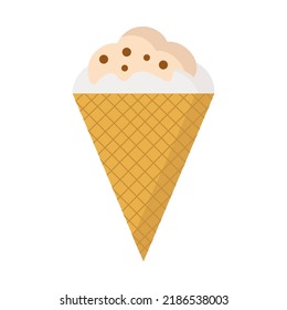 Vanilla ice cream with chocolate sprinkles in the flat style 