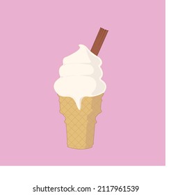 Vanilla Ice Cream with Cinnamon Stick