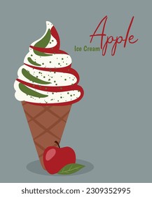 Vanilla Ice Cream cone with Apple