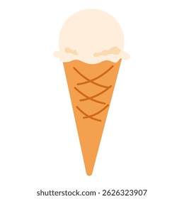 Vanilla Ice Cream in Cone Cup Illustration
