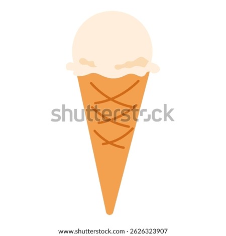 Vanilla Ice Cream in Cone Cup Illustration
