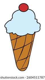 Vanilla ice cream cone isolated on white background