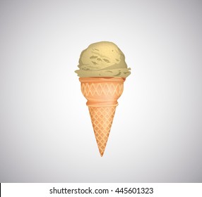 Vanilla ice cream cone isolated.