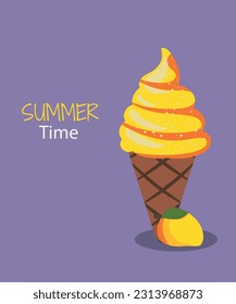 Vanilla Ice Cream cone with Mango