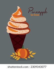 Vanilla Ice Cream cone with Pumpkin