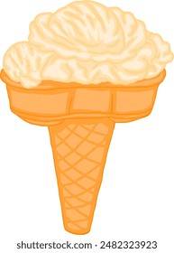 Vanilla Ice Cream Cone Vector With Transparent Background