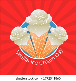 Vanilla Ice Cream Day Vector Illustration