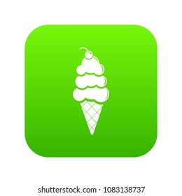 Vanilla ice cream icon green vector isolated on white background