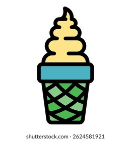 Vanilla ice cream icon. Outline vanilla ice cream vector icon color flat isolated