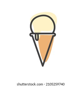 Vanilla ice cream linear icon. Popsicle. Vector illustration isolated