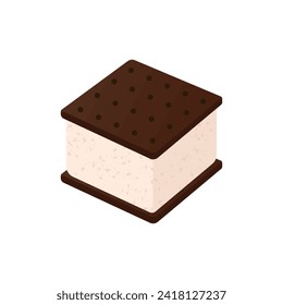 Vanilla ice cream sandwich vector illustration.