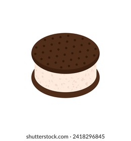 Vanilla ice cream sandwich vector illustration.