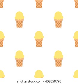 Vanilla ice cream seamless pattern. Vanilla ice cream isolated on white background. Vanilla ice cream background. Seamless background. Unusual seamless pattern