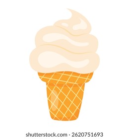 Vanilla ice cream. Vector illustration in flat style.