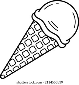Vanilla Ice Cream. Vector outline illustration.