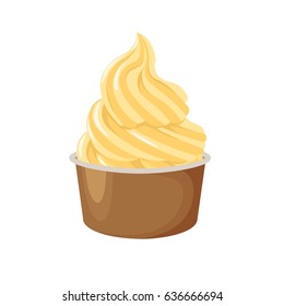 Vanilla ice cream, vector realistic illustration on white background sweets for the menu.